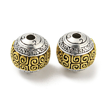 Tibetan Style Alloy Beads, Round, Antique Silver & Antique Golden, 12mm, Hole: 2.5mm