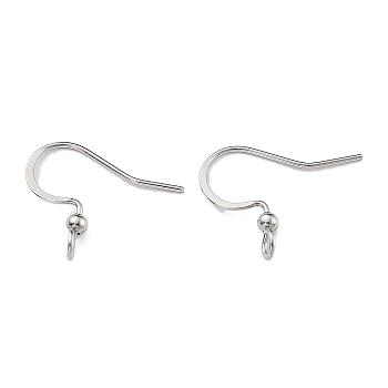 316 Surgical Stainless Steel Earring Hooks, Ear Wire, with Horizontal Loop, Stainless Steel Color, 15x3.5mm, Hole: 2mm, Pin: 17.5x0.5mm