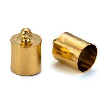 Brass Cord Ends, End Caps, Golden, 12x8mm, Hole: 1mm, Inner Diameter: 7mm