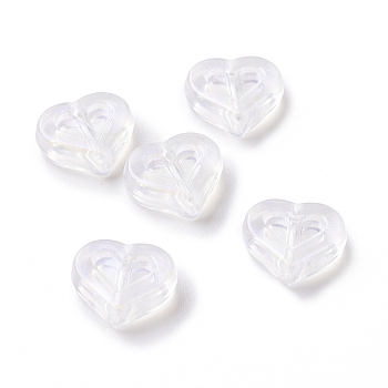 Transparent Acrylic Beads, Glitter Beads, Heart, Ghost White, 12.5x14.5x5mm, Hole: 1.8mm, about 750pcs/500g