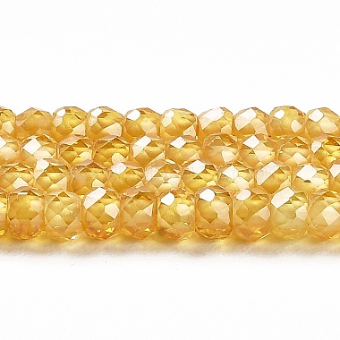 Gold Rondelle Cubic Zirconia Beads