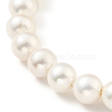 bracelet coulissant en perles de coquillage avec chaîne serpent en laiton(X-BJEW-B066-01B-02)-2