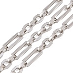 201 Stainless Steel Oval with Rectangle Link Chains, Unwelded, with Spool, Stainless Steel Color, link: 10.5x8.5x1.5mm and 20.5x8x1.5mm(CHS-F024-01B-P)