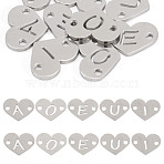 10Pcs 5 Styles 304 Stainless Steel Links, Heart with Letter, Stainless Steel Color, Letter, 9x12x1mm, Hole: 1.2mm, 2pcs/style(STAS-TA0002-76)