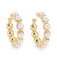 Acrylic Pearl Beaded Cuff Earrings, Rack Plating Brass Jewelry for Women, Cadmium Free & Lead Free, Real 18K Gold Plated, 20x18x4mm, Inner Diameter: 14mm(EJEW-G288-06G)