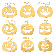 Nickel Decoration Stickers, Metal Resin Filler, Epoxy Resin & UV Resin Craft Filling Material, Halloween Theme, Pumpkin Pattern, 40x40mm, 9 style, 1pc/style, 9pcs/set(DIY-WH0450-028)