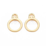 Brass Pendants, Nickel Free, Ring, Real 18K Gold Plated, 20x15x3mm, Hole: 2.5x2mm(KK-S364-246)