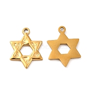 Ion Plating(IP) 304 Stainless Steel Pendants, Star of David Charm, Golden, 17x13x1mm, Hole: 1.5mm(STAS-Q001-02G)