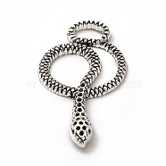 Tibetan Style Alloy Pendants, Snake Charm, Antique Silver, 46.5x26x4mm, Hole: 4.5x8.5mm(FIND-G046-03AS-02)