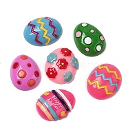 Easter Egg Opaque Resin Cabochons, Mixed Color, 26~28x20~23x6~7mm(CRES-P028-01)
