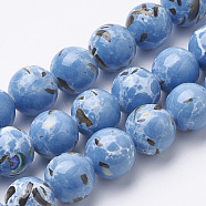 Assembled Synthetic Turquoise and Shell Beads Strands, Dyed, Round, Light Sky Blue, 12mm, Hole: 1.5mm, about 33pcs/strand, 15.7 inch(G-S212-12mm-06)