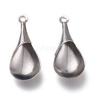 316 Stainless Steel Bead Cap Bails, Teardrop, Stainless Steel Color, 25x11x6mm, Hole: 1.8mm(STAS-O134-01P)