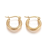 304 Stainless Steel Geometric Hoop Earrings, Hypoallergenic Earrings, Twist Ring, Golden, 9 Gauge, 15~17x3mm, Pin: 1x0.6mm(X-STAS-D171-16C-G)