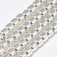 Electroplate Non-magnetic Synthetic Hematite Beads Strands, Column, Silver Plated, 6x5mm, Hole: 2.5mm, about 82pcs/strand, 15.7 inch(G-Q465-36S)