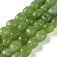 Natural Malaysia Jade Beads Strands, Faceted, Oval, Dyed and Heated, Olive Drab, 10.5~13x8.5~10x7~10mm, Hole: 1.2mm, about 31~32pcs/strand, 14.57''~15.16''(37~38.5cm)(G-I283-H14-02)