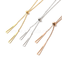 Vacuum Plating 304 Stainless Steel Pendants Lariat Necklaces, Triangle, Mixed Color, 17.24 inch(43.8cm)(NJEW-G125-01)