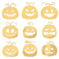 Nickel Decoration Stickers, Metal Resin Filler, Epoxy Resin & UV Resin Craft Filling Material, Halloween Theme, Pumpkin Pattern, 40x40mm, 9 style, 1pc/style, 9pcs/set(DIY-WH0450-028)