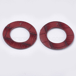 PU Leather Pendants, Ring, FireBrick, 42.5x1.5mm, Hole: 1.5mm(FIND-S299-04B)