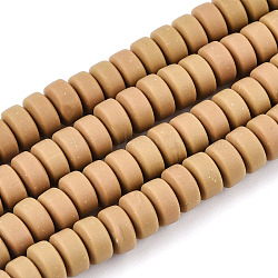 Handmade Polymer Clay Beads Strands, for DIY Jewelry Crafts Supplies, Flat Round, BurlyWood, 6~7x3mm, Hole: 1.5mm, about 113~116pcs/strand, 15.55 inch~16.14 inch(39.5~41cm)(CLAY-N008-008-126-1)