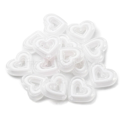 Acrylic Beads, Bead in Bead, Heart, White, 19.5x23x6mm, Hole: 3mm, about 280pcs/500g(SACR-G033-01B)