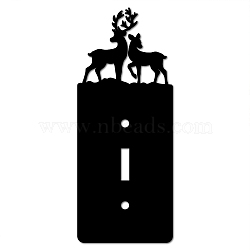 Iron Light Switch Decorations, with Screws, Rectangle with Deer, Black, 172x70x1.5mm(AJEW-WH0238-002)