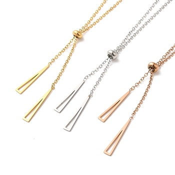 Vacuum Plating 304 Stainless Steel Pendants Lariat Necklaces, Triangle, Mixed Color, 17.24 inch(43.8cm)