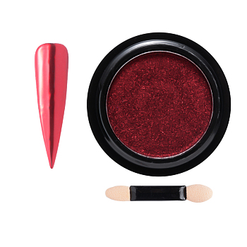 Chameleon Color Change Nail Chrome Powder, Shinning Mirror Effect, with One Brush, Dark Red, 40x17mm, about 0.5g/box
