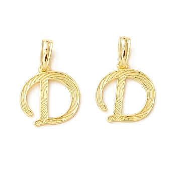 Rack Plating Eco-Friendly Brass Letter Pendants, Real 18K Gold Long-Lasting Plated, Cadmium Free & Lead Free, Letter.D, 16.5x16x1.4mm, Hole: 6.5x3.3mm