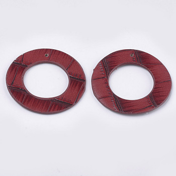 PU Leather Pendants, Ring, FireBrick, 42.5x1.5mm, Hole: 1.5mm