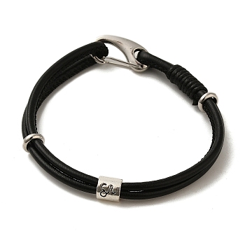 PU Leather Round Cord Multi-strand Bracelets, Constellation Alloy Bracelets for Women Men, Capricorn, 8-1/4 inch(20.9cm)
