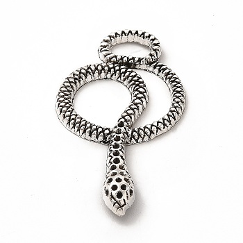 Tibetan Style Alloy Pendants, Snake Charm, Antique Silver, 46.5x26x4mm, Hole: 4.5x8.5mm