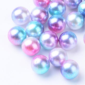 Rainbow Acrylic Imitation Pearl Beads, Gradient Mermaid Pearl Beads, No Hole, Round, Deep Sky Blue, 3mm, about 10000pcs/bag