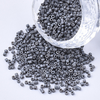 Glass Cylinder Beads, Seed Beads, Baking Paint, Round Hole, Slate Gray, 1.5~2x1~2mm, Hole: 0.8mm, about 8000pcs/bag, about 85~95g/bag
