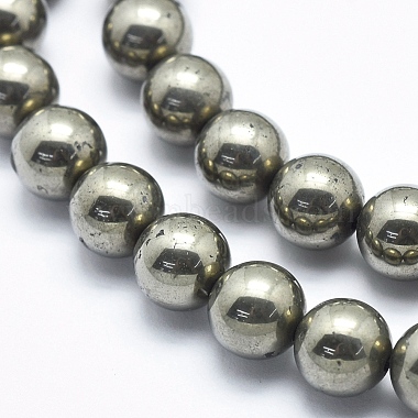 Chapelets de perles de pyrite naturelle (G-K256-04-8mm)-3