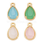 4Pcs 4 Colors Brass Crushed Ice Cut Cubic Zirconia Pendants, Teardrop Charms, Real 18K Gold Plated, Mixed Color, 10.5x6.5x3mm, Hole: 0.9mm, 1pc/color(KK-TADJ0001-11)
