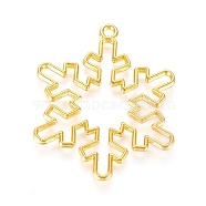 Alloy Open Back Bezel Pendants, For DIY UV Resin, Epoxy Resin, Pressed Flower Jewelry, Christmas Snowflake, Golden, 41x33x2mm, Hole: 2mm(PALLOY-E564-42G)