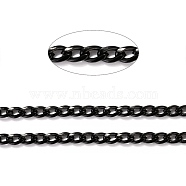 304 Stainless Steel Cuban Link Chains, Curb Chains, Twisted Chains, Unwelded, with Spool, Faceted, Electrophoresis Black, 5.5x3.8x1mm, about 32.8 Feet(10m)/roll(CHS-H009-33B)
