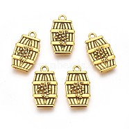 Tibetan Style Alloy Pendants, Lead Free, Cadmium Free and Nickel Free, Drum, Antique Golden Color, 26x15x4mm, Hole: 1.5mm(TIBEB-A11923-AG-FF)