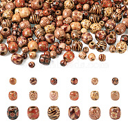 300Pcs 3 Style Wooden Beads, Large Hole Beads, Rondelle, BurlyWood, 100pcs/style(WOOD-PJ0001-04)