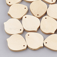 Wood Pendants, teardrop, Wheat, 27x23x4.5mm, Hole: 1.6mm(WOOD-T008-02)