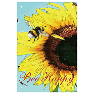 Rectangle Metal Iron Sign Poster, for Home Wall Decoration, Sunflower Pattern, 300x200x0.5mm(AJEW-WH0157-345)