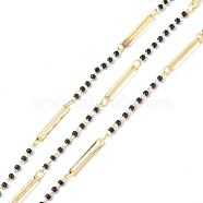 Glass & Brass Handmade Beaded Chains, Long-Lasting Plated, Soldered, with Spool, Golden, 2~15x1.5~2.5x1~1.5mm, about 10.93 yards(10m)/roll(CHC-D029-36G)