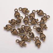 Tibetan Style Alloy Pendants, Lead Free, Cadmium Free and Nickel Free, Mushroom, Antique Bronze, Size: about 13mm long, 8mm wide, hole: 2mm(X-TIBEP-0368-AB-FF)