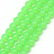Baking Painted Glass Beads Strands, Imitation Opalite, Round, Lime, 6mm, Hole: 1.3~1.6mm, about 133pcs/strand, 31.4 inch(DGLA-Q023-6mm-DB23)