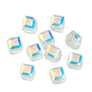 Glass Imitation Austrian Crystal Beads, Faceted, Square, Clear AB, 7x7x7mm, Hole: 0.9mm(GLAA-D023-02A)