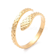 Ion Plating(IP) 304 Stainless Steel Snake Wrap Open Cuff Ring for Women, Golden, Inner Diameter: 17.3mm(RJEW-L103-27G)