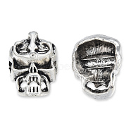 Tibetan Style Alloy Beads, Cadmium Free & Lead Free, Skull, Antique Silver, 16x12x10mm, Hole: 2mm, about 350pcs/1000g(TIBEB-N005-091)