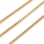 3.28 Feet 304 Stainless Steel Box Chains, Venetian Chains, Unwelded, Golden, 1.5x1.5x1.5mm(X-CHS-G011-10G)