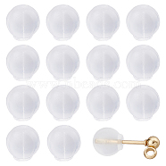 120Pcs Plastic Full-covered Ear Nuts, Round, Clear, 6x6x6.5mm, Hole: 0.8mm(FIND-FH0007-98)