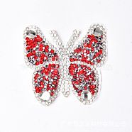 Butterfly Shape Hotfix Rhinestone Appliques, Costume Accessories, Light Siam, 60x60mm(WG72188-06)